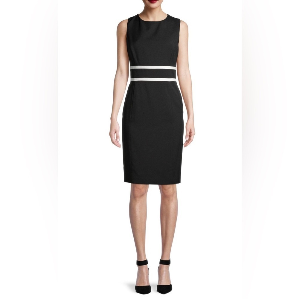 Black Label by Evan-Picone Sleeveless Contrast-Trim Sheath Dress Size 8 Classic